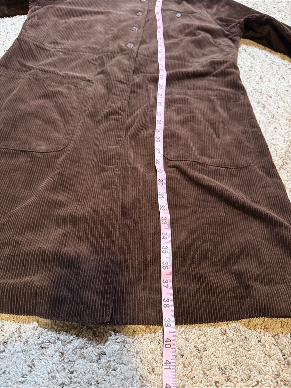 Dark Brown Corduroy Button-Front Women's Coat - Picture 5 of 6